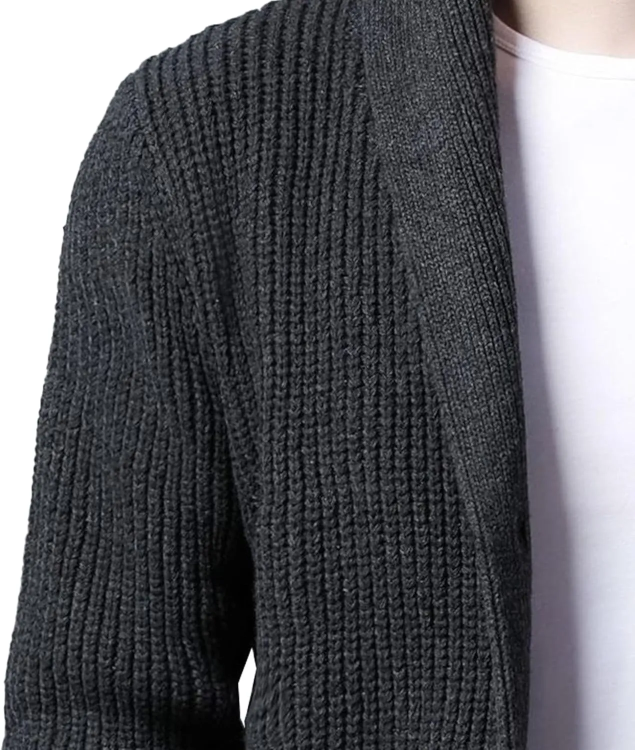 Men's Shawl Collar Button Down Cardigan Casual Slim Fit Cardigan Jacket Thermal Soft Cardigan Sweaters