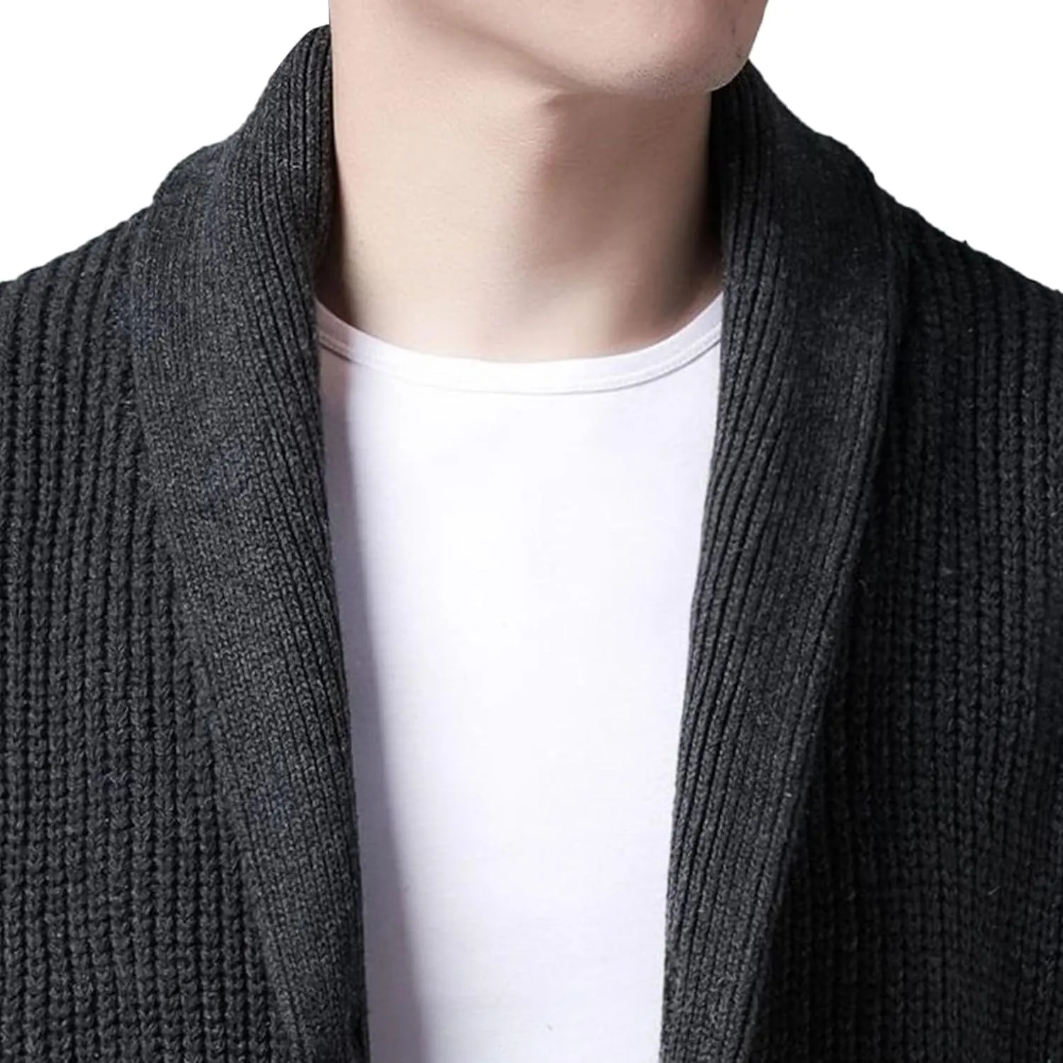 Men's Shawl Collar Button Down Cardigan Casual Slim Fit Cardigan Jacket Thermal Soft Cardigan Sweaters