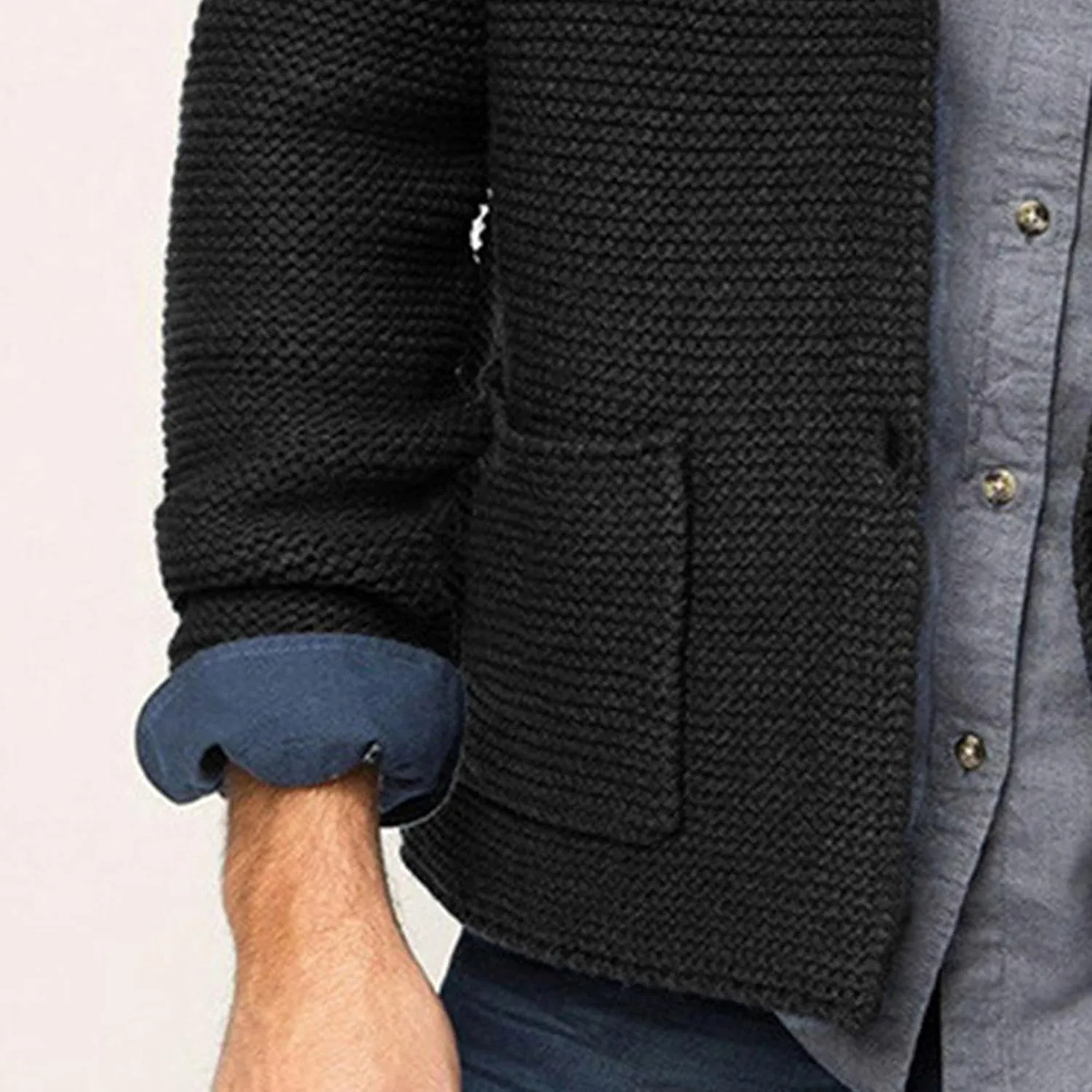 Men's Shawl Collar Button Down Cardigan Waffle Slim Fit Knit Cardigan Thermal Cozy Cardigan Sweaters