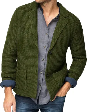 Men's Shawl Collar Button Down Cardigan Waffle Slim Fit Knit Cardigan Thermal Cozy Cardigan Sweaters