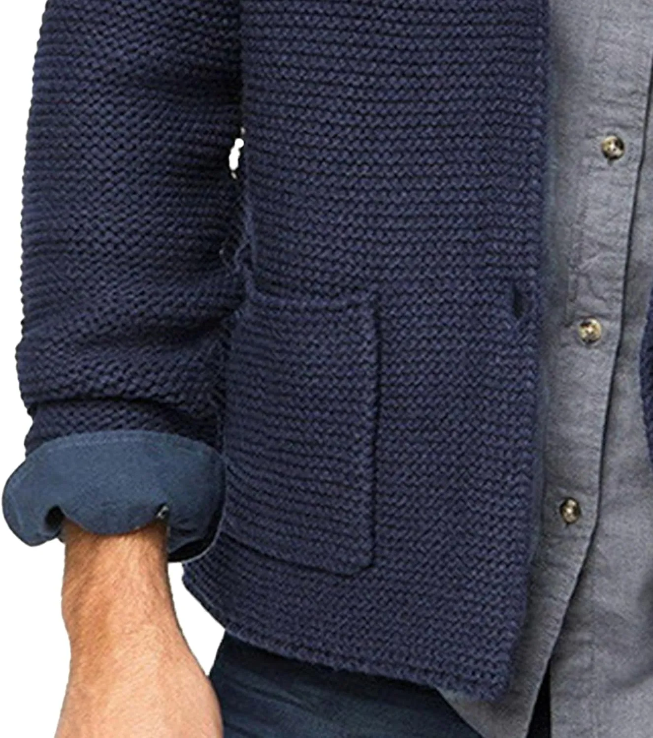 Men's Shawl Collar Button Down Cardigan Waffle Slim Fit Knit Cardigan Thermal Cozy Cardigan Sweaters