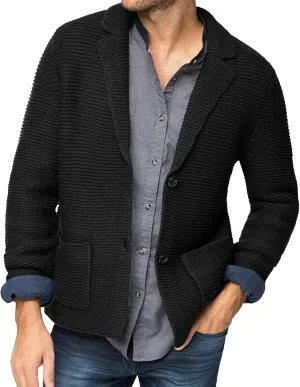 Men's Shawl Collar Button Down Cardigan Waffle Slim Fit Knit Cardigan Thermal Cozy Cardigan Sweaters