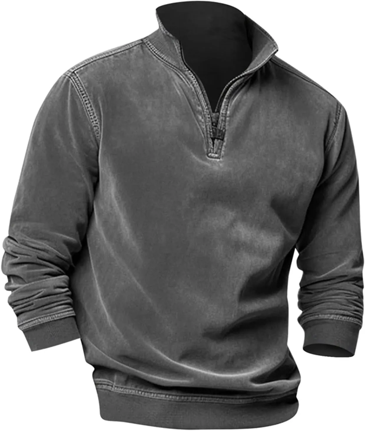 Men's Thermal Fleece Quarter-Zip Pullover, Winter Outdoor Warm Sweater Lightweight Running Sweatshirt