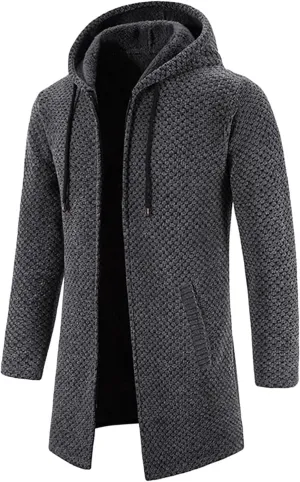 Mens Thick Knitted Cardigan Sweaters Warm Sherpa Fleece Lined Stripe Hoodie Jackets Winter Jacket Cardigan Sweater Coats