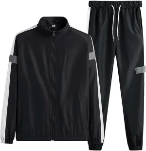 Men's Tracksuit 2 Pieces Set Color Matching Sweatshirt Hoodie Corset Sweatsuits Pullover Casual Workout Sports