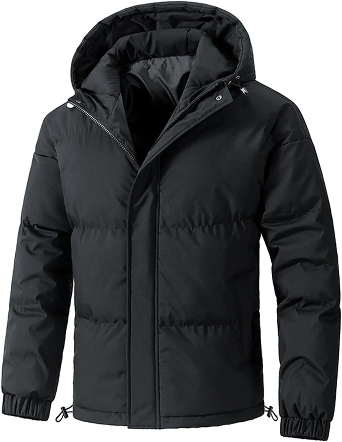 Men's Warm Puffer Jacket Men's Autumn and Winter Simple Comfortable Warm Plus Size Hooded Medium Warm Winter Coats