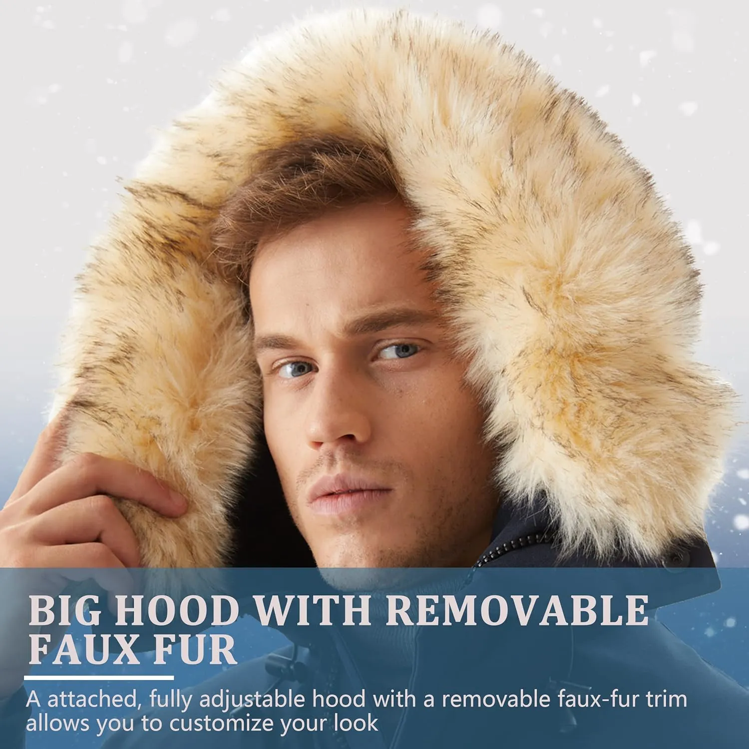 Men's Warm Winter Duck Down Parka Jacket Thickened Warm Hooded Padded Coats with Hood XS-3XL