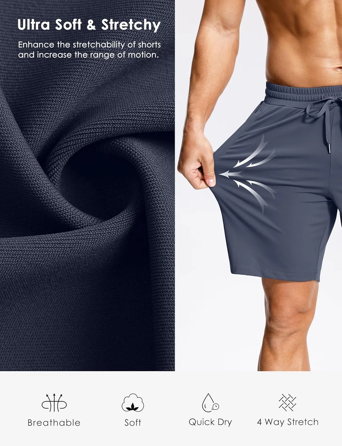 Men's Workout Shorts with Zipper Pockets 7" Quick Dry Lightweight Gym Athletic Running Shorts for Men