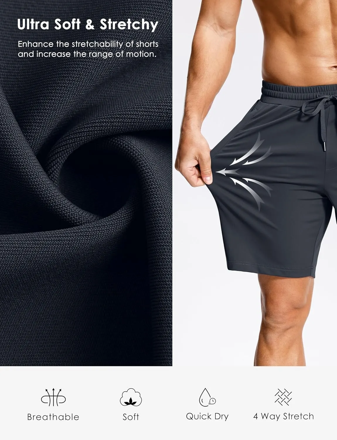 Men's Workout Shorts with Zipper Pockets 7" Quick Dry Lightweight Gym Athletic Running Shorts for Men