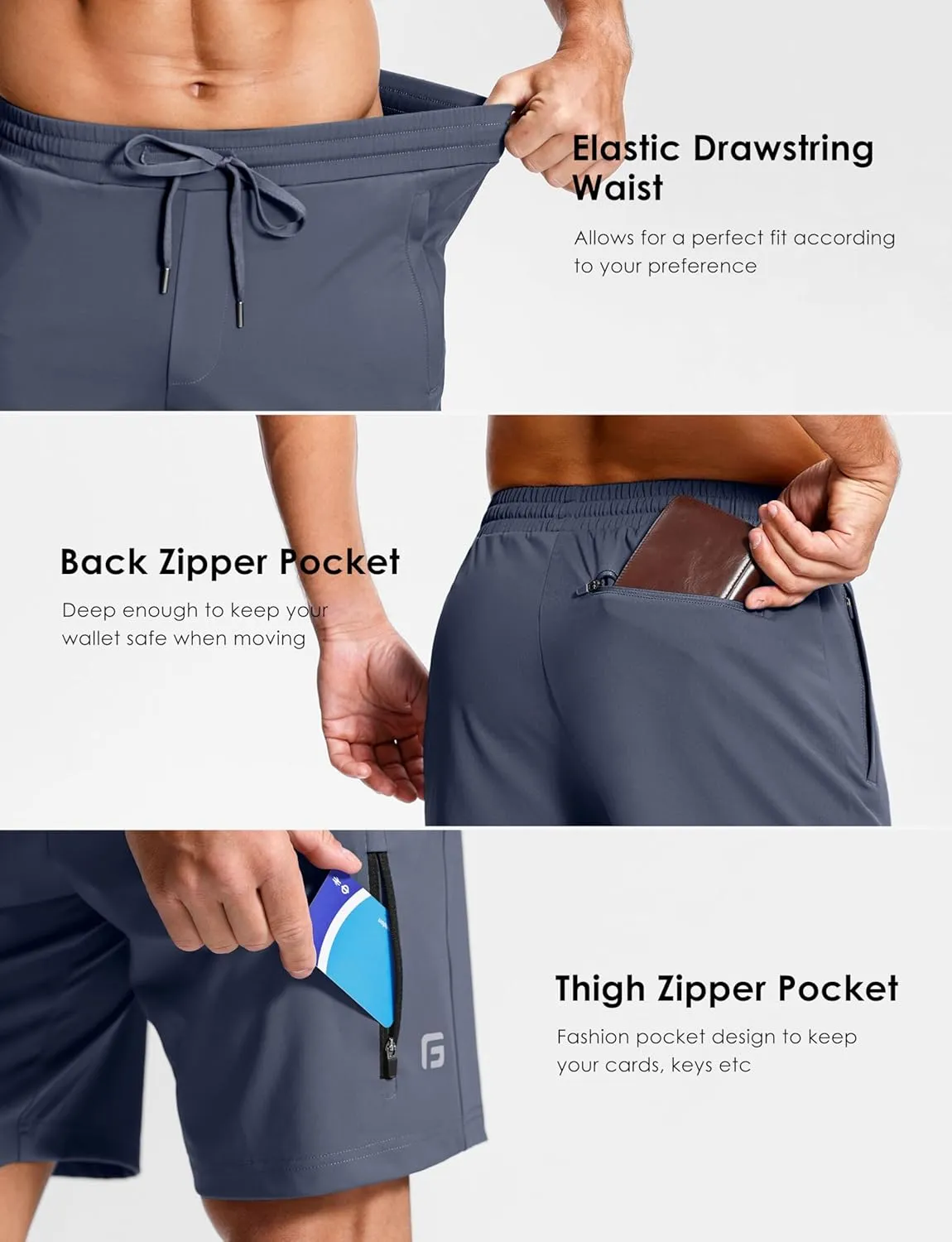 Men's Workout Shorts with Zipper Pockets 7" Quick Dry Lightweight Gym Athletic Running Shorts for Men