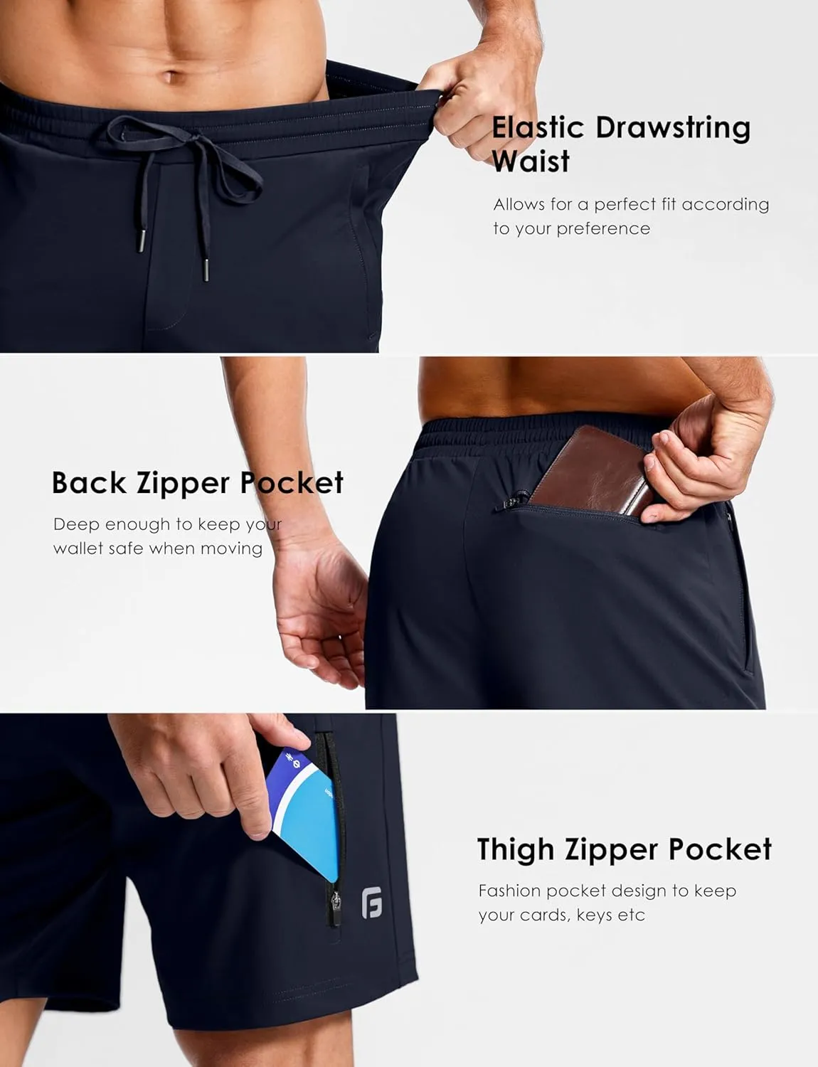 Men's Workout Shorts with Zipper Pockets 7" Quick Dry Lightweight Gym Athletic Running Shorts for Men