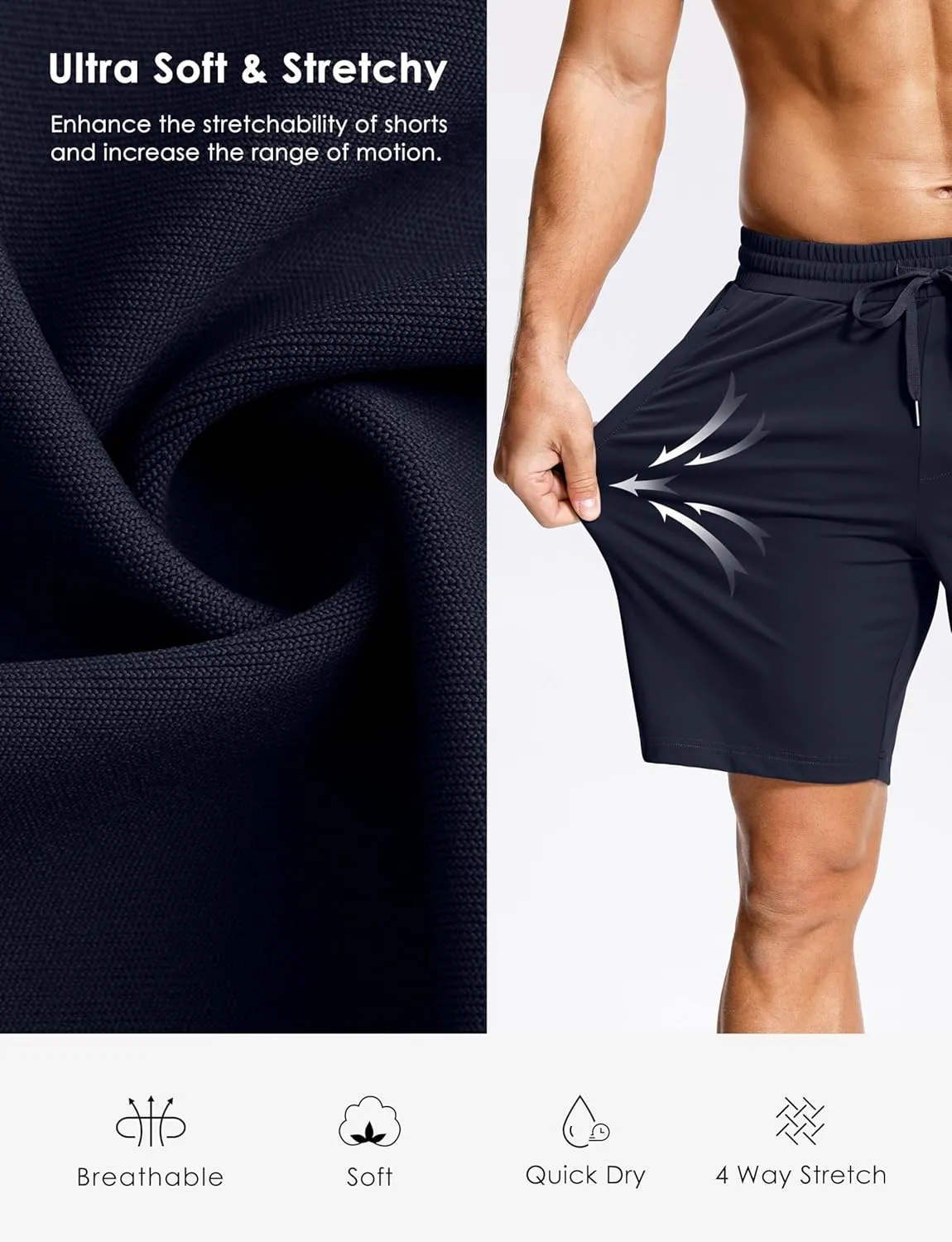 Men's Workout Shorts with Zipper Pockets 7" Quick Dry Lightweight Gym Athletic Running Shorts for Men