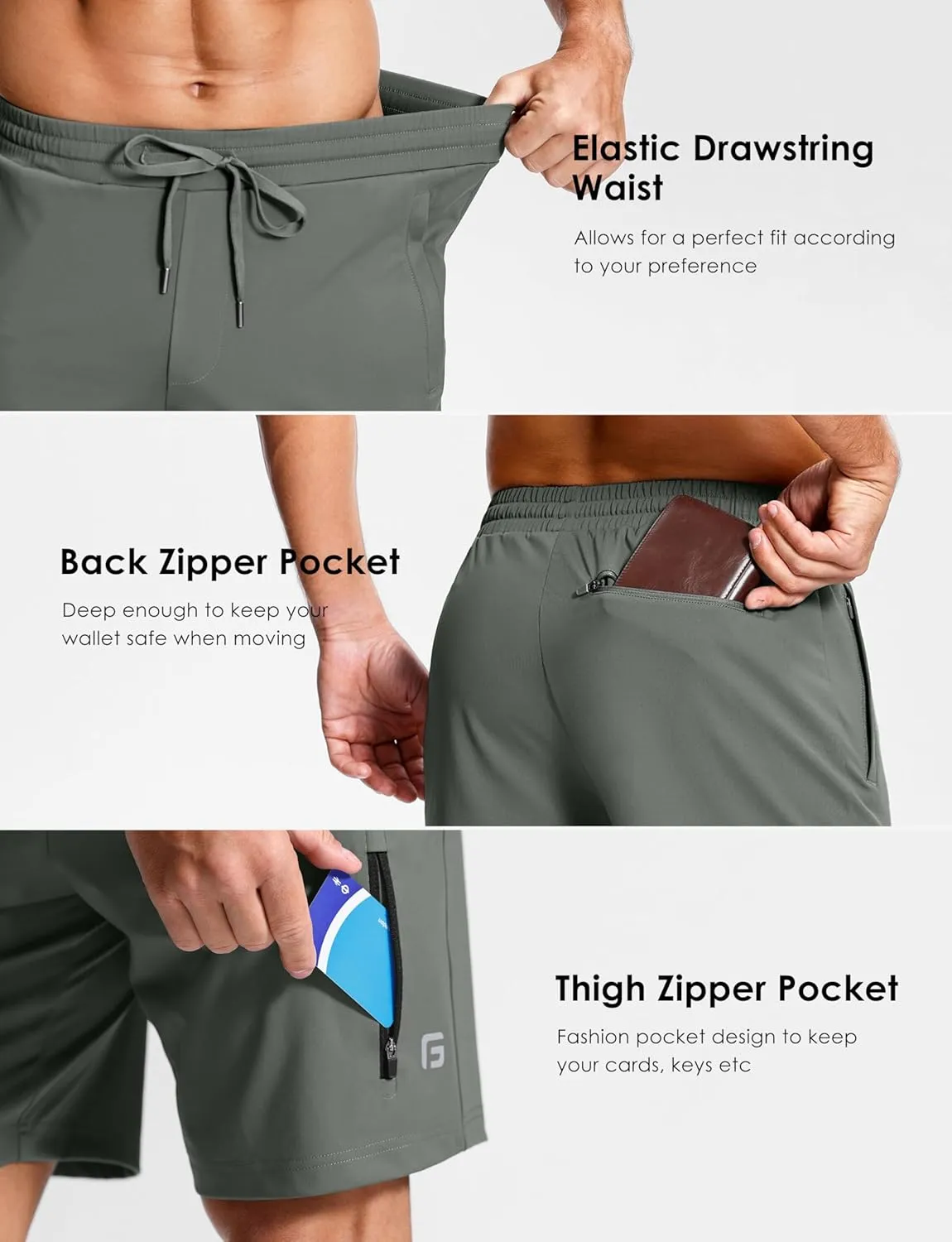 Men's Workout Shorts with Zipper Pockets 7" Quick Dry Lightweight Gym Athletic Running Shorts for Men