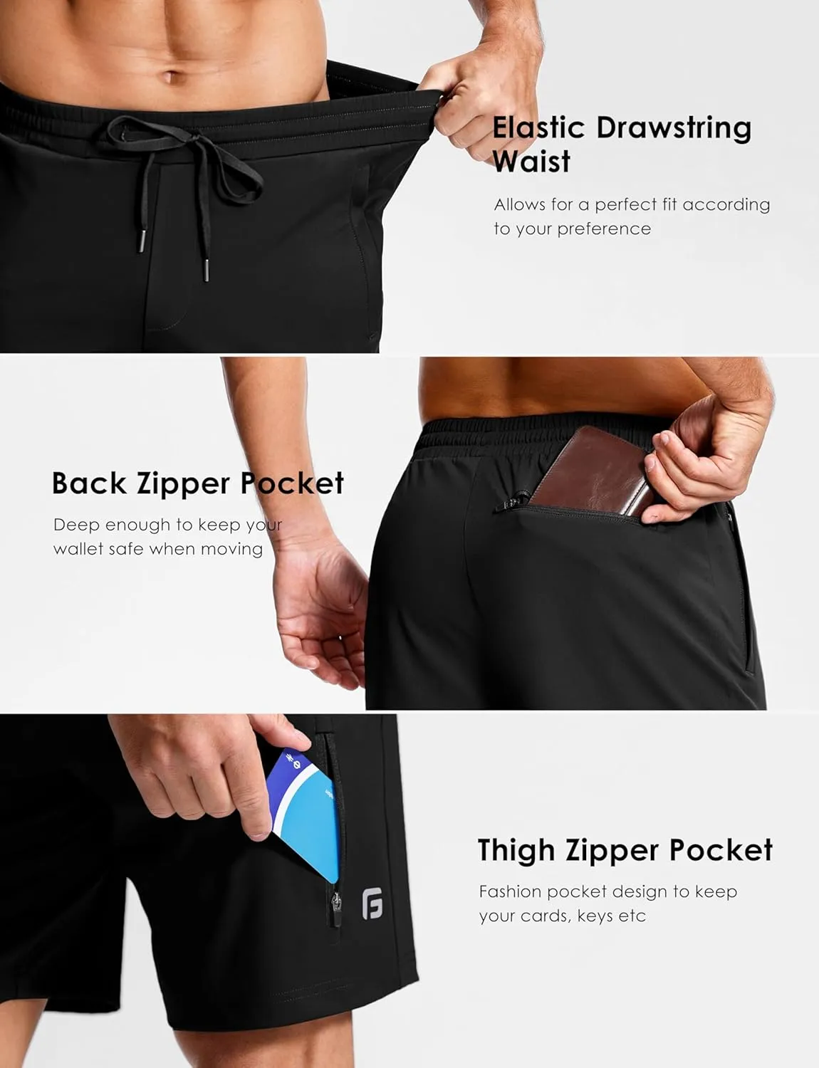Men's Workout Shorts with Zipper Pockets 7" Quick Dry Lightweight Gym Athletic Running Shorts for Men