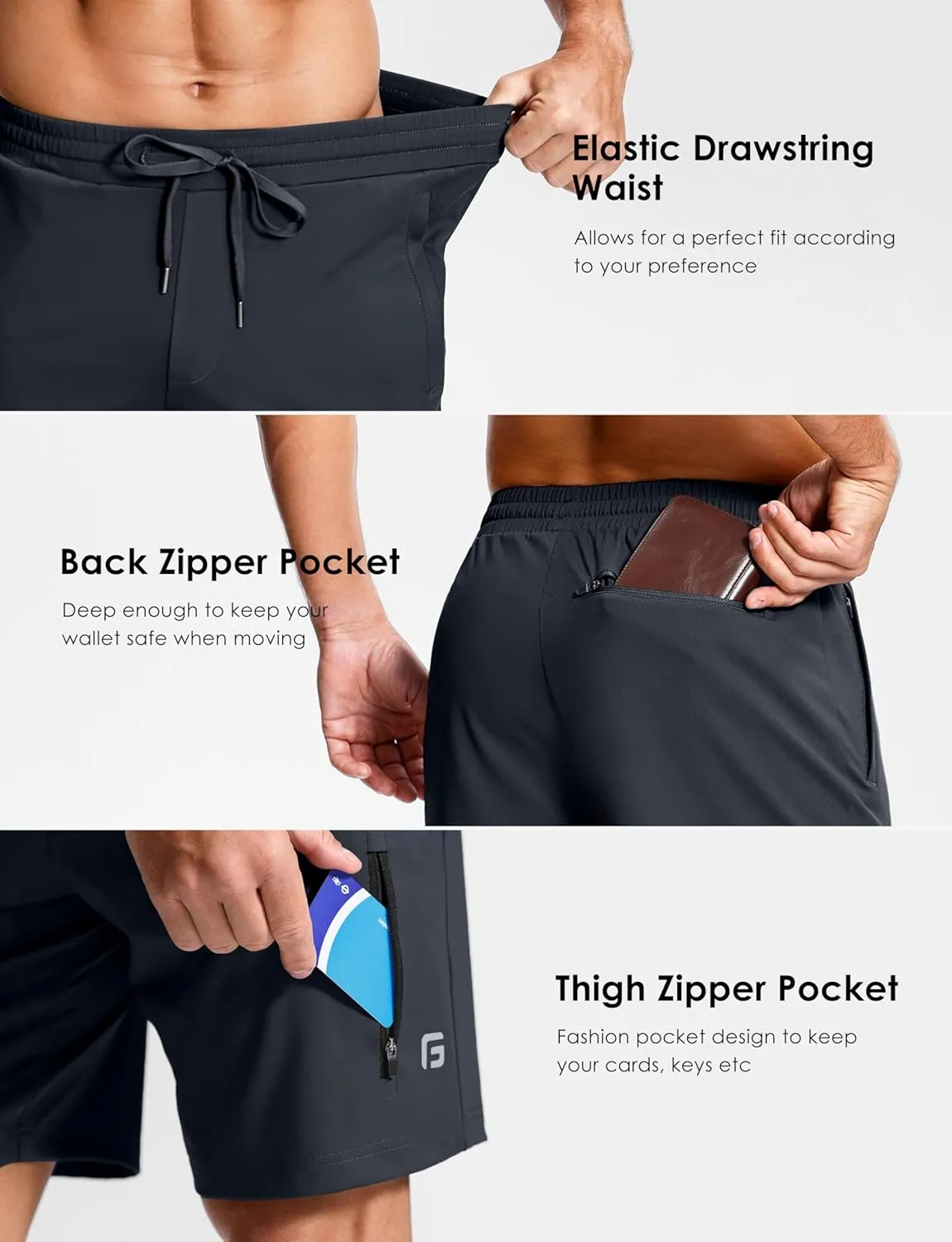 Men's Workout Shorts with Zipper Pockets 7" Quick Dry Lightweight Gym Athletic Running Shorts for Men