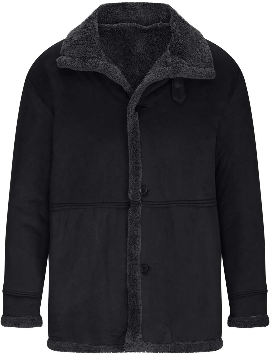 Men's Zip Up Heavyweight Winter Warm Fur Coat Fleece Sherpa Lined Warm Jacket
