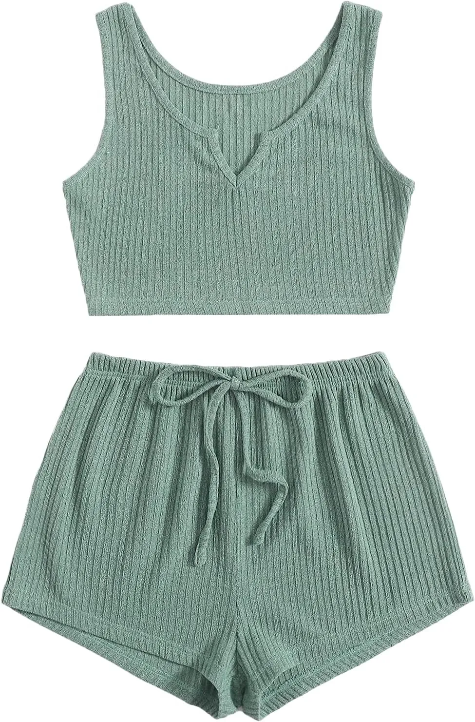 Milumia Women's Two Piece Pajama Set Button Knit Crop Top and Shorts Loungewear