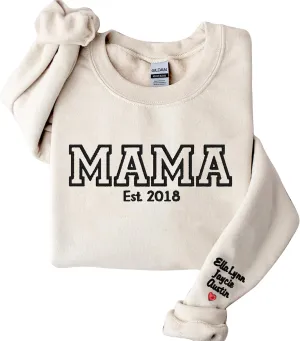 NAZENTI Custom Embroidered Sweatshirt for Grandma, Personalized Mom Embroidered Sweatshirt, Grandma EST Crewneck