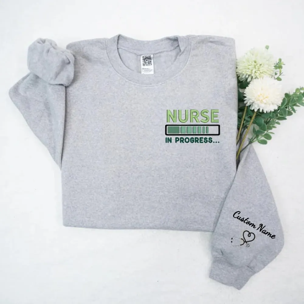 NAZENTI Personalized Embroidered for Nurse Black, RN LPN APRN CNA, Embroidered Sweatshirt for Nurse, Nursing Student