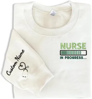 NAZENTI Personalized Embroidered for Nurse Black, RN LPN APRN CNA, Embroidered Sweatshirt for Nurse, Nursing Student