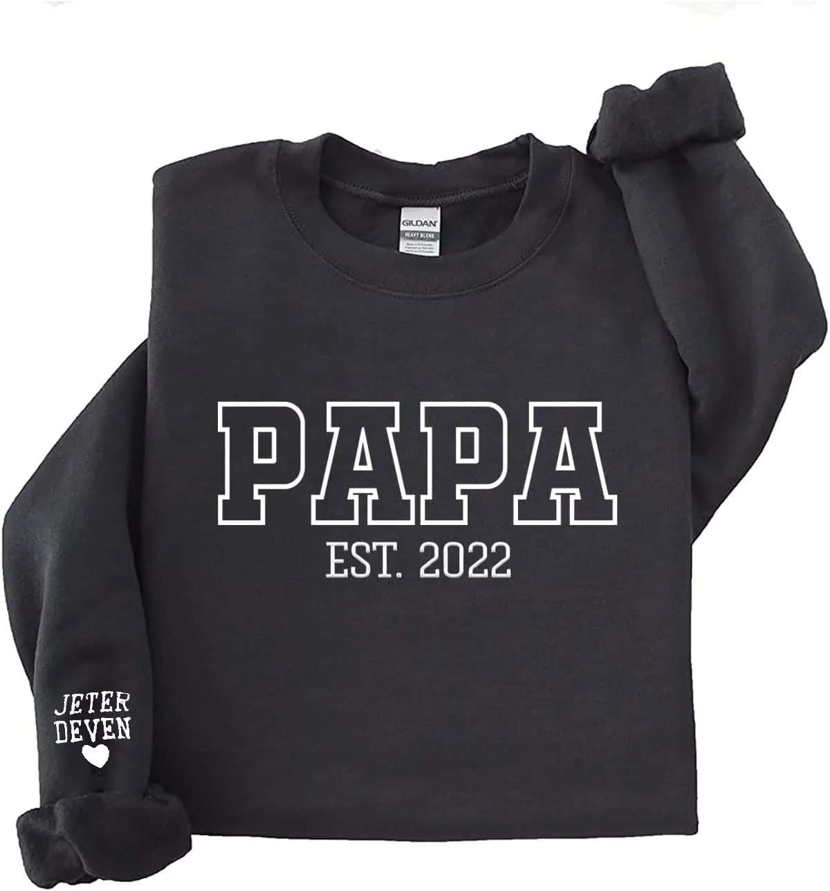 NAZENTI Personalized EST Dad Embroidered Crewneck Sweatshirt, Dad Embroidered Sweatshirt, Gift for Papa