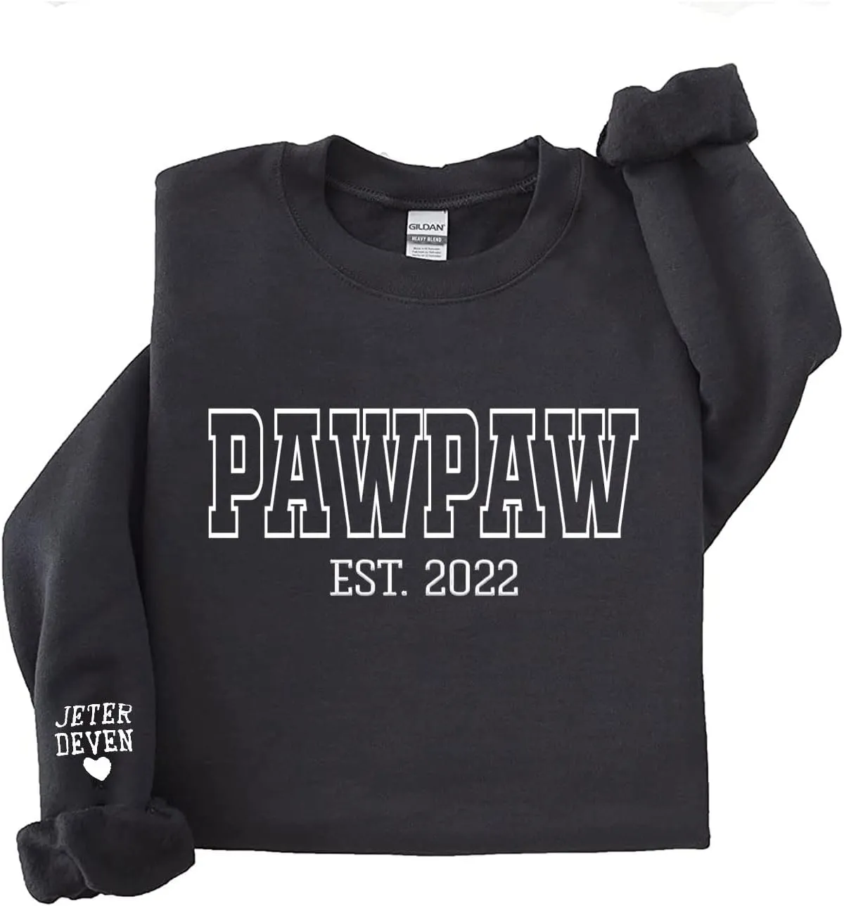 NAZENTI Personalized EST Dad Embroidered Crewneck Sweatshirt, Dad Embroidered Sweatshirt, Gift for Papa