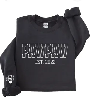 NAZENTI Personalized EST Dad Embroidered Crewneck Sweatshirt, Dad Embroidered Sweatshirt, Gift for Papa