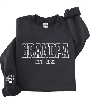 NAZENTI Personalized EST Dad Embroidered Crewneck Sweatshirt, Dad Embroidered Sweatshirt, Gift for Papa