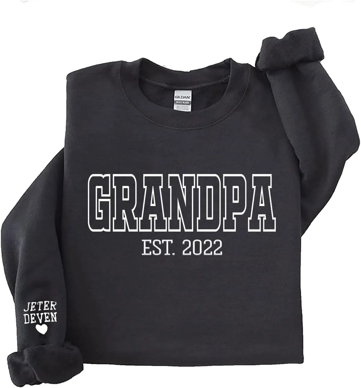 NAZENTI Personalized EST Dad Embroidered Crewneck Sweatshirt, Dad Embroidered Sweatshirt, Gift for Papa