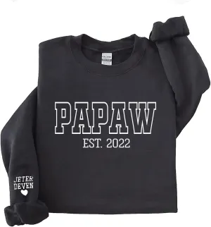 NAZENTI Personalized EST Dad Embroidered Crewneck Sweatshirt, Dad Embroidered Sweatshirt, Gift for Papa