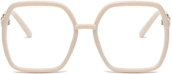 Oversized Square Reading Glasses Eyewear Anti Eye Strain Blue Light Blocking Computer Readers Flat Light Mirror (Color : Beige, Size :  200)