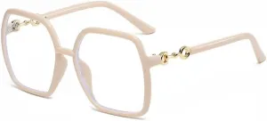 Oversized Square Reading Glasses Eyewear Anti Eye Strain Blue Light Blocking Computer Readers Flat Light Mirror (Color : Beige, Size :  200)