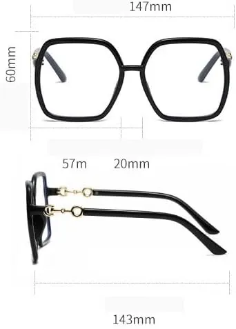 Oversized Square Reading Glasses Eyewear Anti Eye Strain Blue Light Blocking Computer Readers Flat Light Mirror (Color : Transparent, Size :  200)