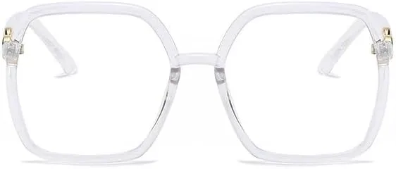 Oversized Square Reading Glasses Eyewear Anti Eye Strain Blue Light Blocking Computer Readers Flat Light Mirror (Color : Transparent, Size :  200)