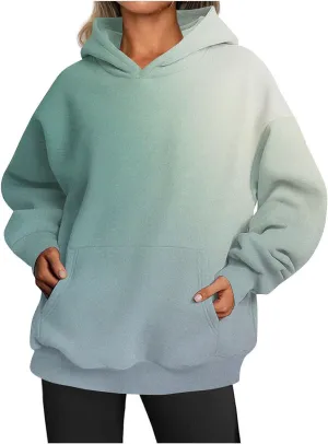 Oversized Tie Dye Hoodies for Women Plus Size | Drawstring Drop Shoulder Sweatshirt with Pocket | Light Yellow Preppy Pullover(Light Green_X-Large)