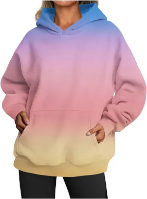 Oversized Tie Dye Hoodies for Women Plus Size | Drawstring Drop Shoulder Sweatshirt with Pocket | Light Yellow Preppy Pullover(Light Yellow_3X-Large)