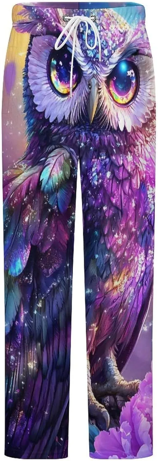 Owl Women's Pajama Pants Fleece Warm Pj Bottoms Sleepwear Lounge Pants Loungewear