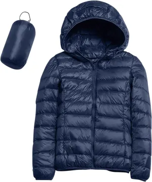 Packable Puffer Jacket Women Lightweight Short Down Jackets Winter Trendy Slim Fit Hooded Bubble Coat Light Puffer Jackets
