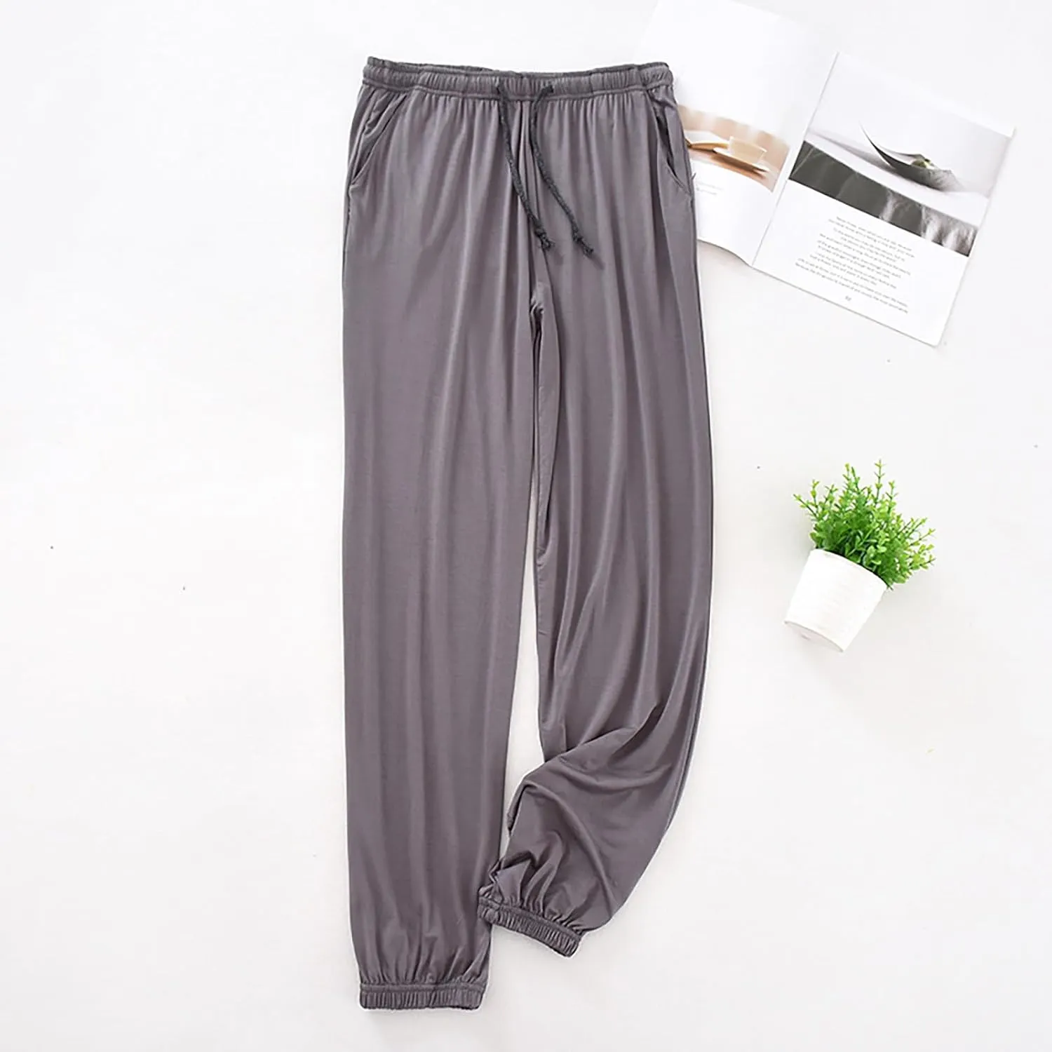 Pajama Pants Women Y2K Striped Elastic High Waist Straight Wide Leg Womens Gingham Linen Wide Leg Pants Trousers