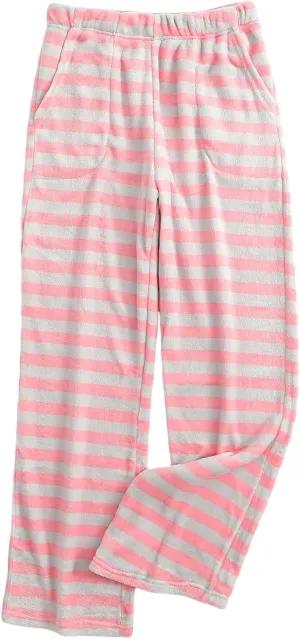 Pajamas Pants for Women Casual Flannel Plaid Lounge Pants Elastic Waist Fleece Fuzzy Plush Pj Soft Sleep Bottoms