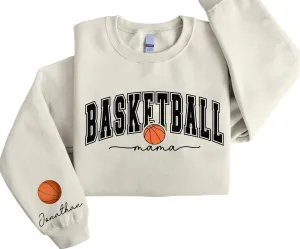 Personalized Basketball Embroidered Sweatshirt, Custom Name and Number Embroidered Sweatshirt, Basketball Mom Gifts