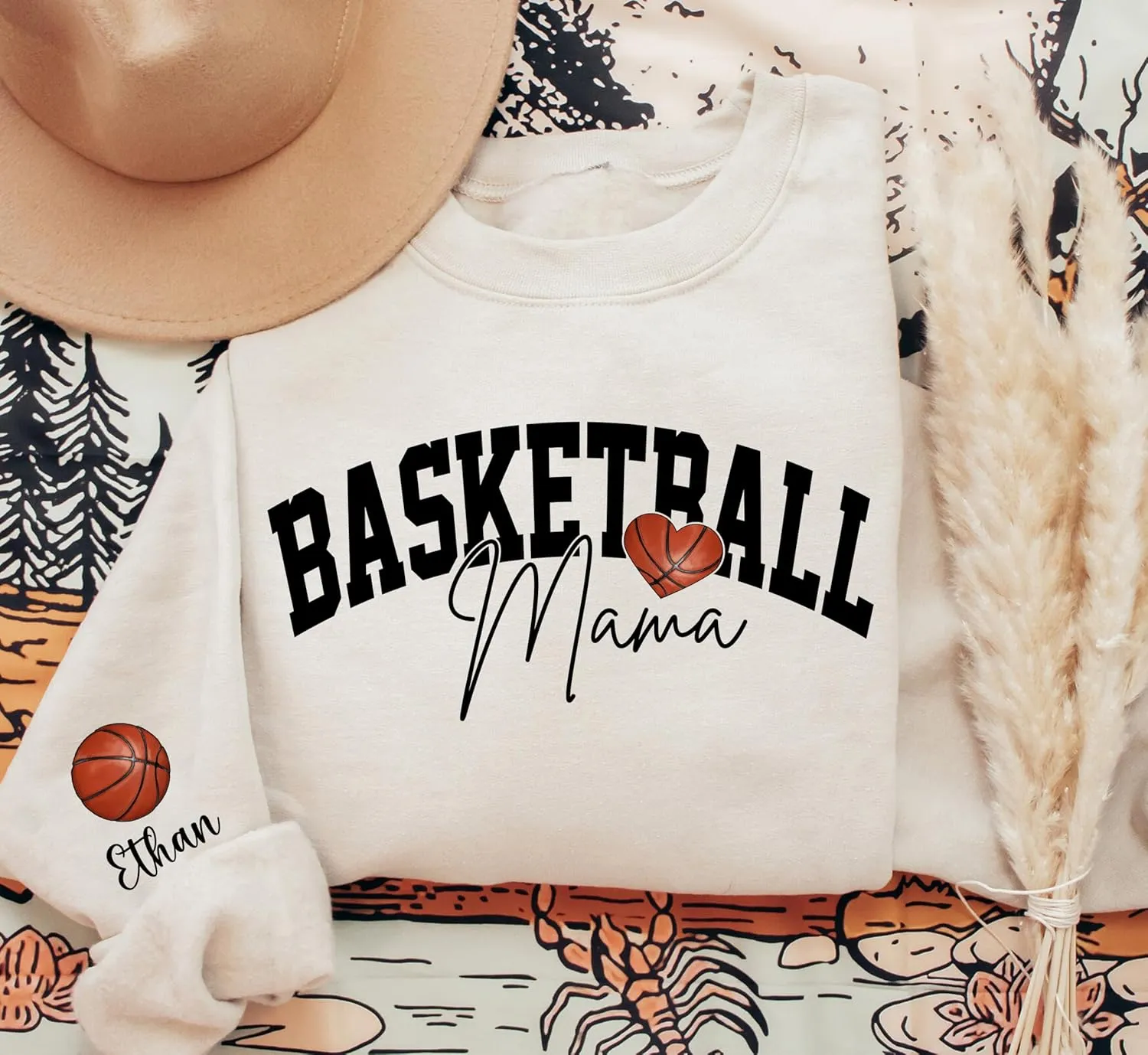 Personalized Basketball Embroidered Sweatshirt, Custom Name and Number Embroidered Sweatshirt, Basketball Mom Gifts