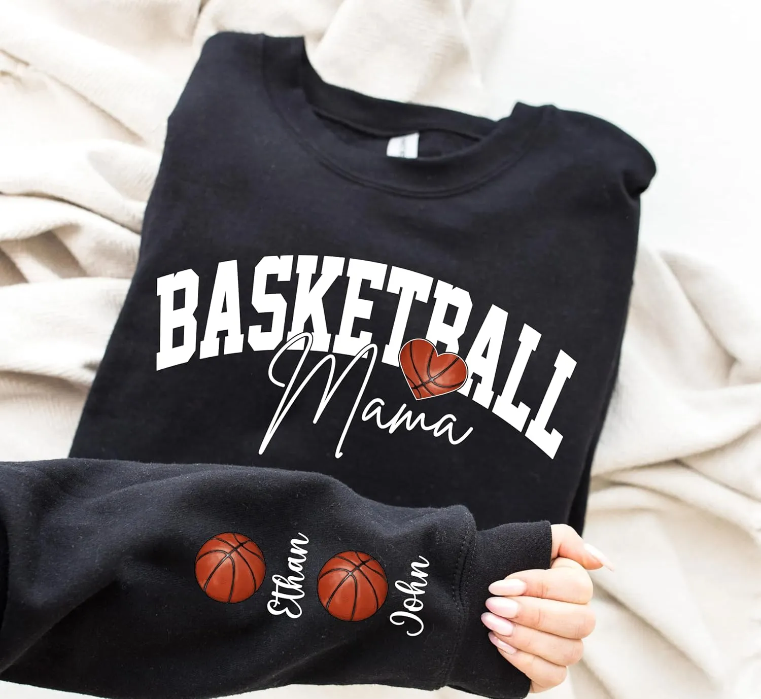 Personalized Basketball Embroidered Sweatshirt, Custom Name and Number Embroidered Sweatshirt, Basketball Mom Gifts