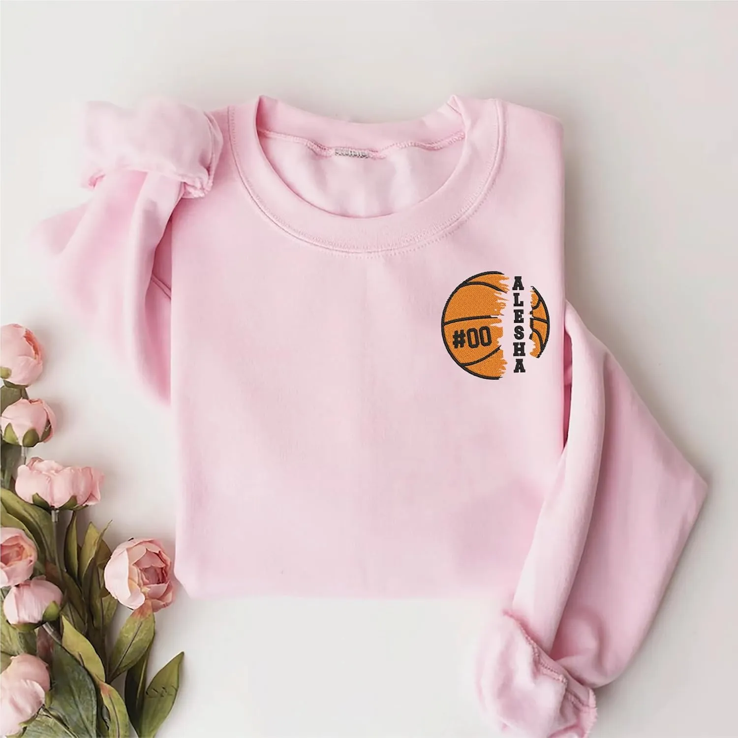 Personalized Basketball Embroidered Sweatshirt, Custom Name and Number Embroidered Sweatshirt, Basketball Mom Gifts