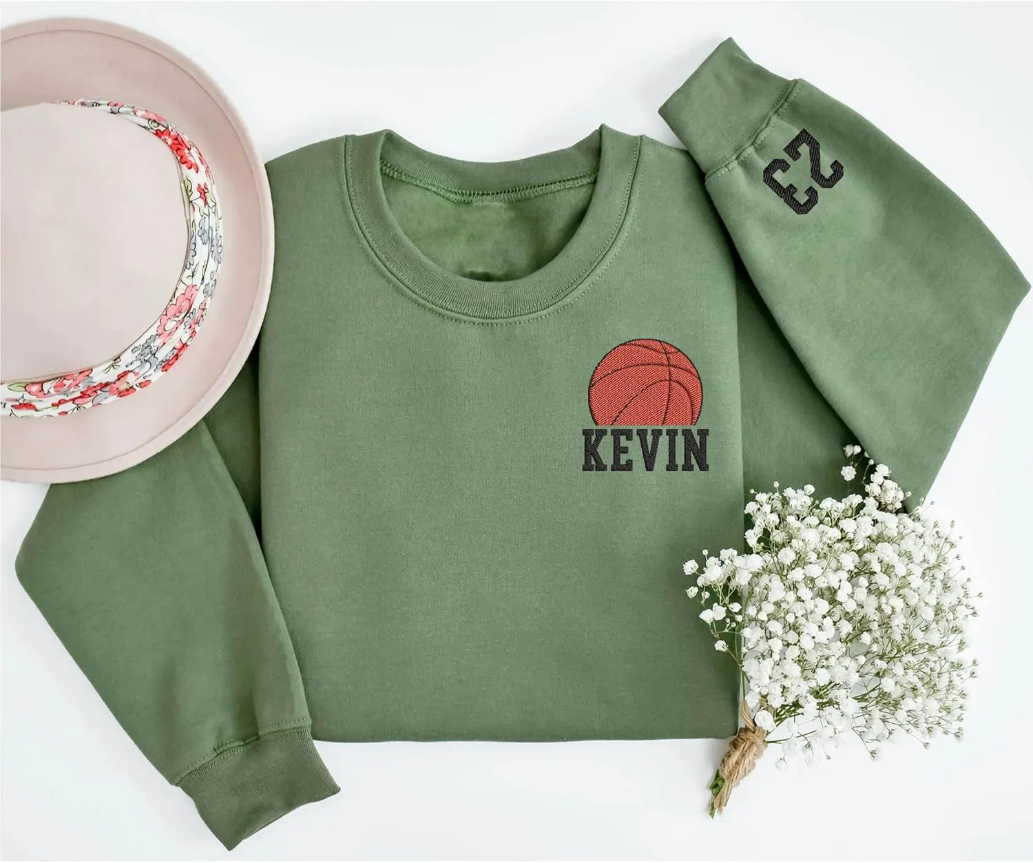 Personalized Basketball Embroidered Sweatshirt, Custom Name and Number Embroidered Sweatshirt, Basketball Mom Gifts