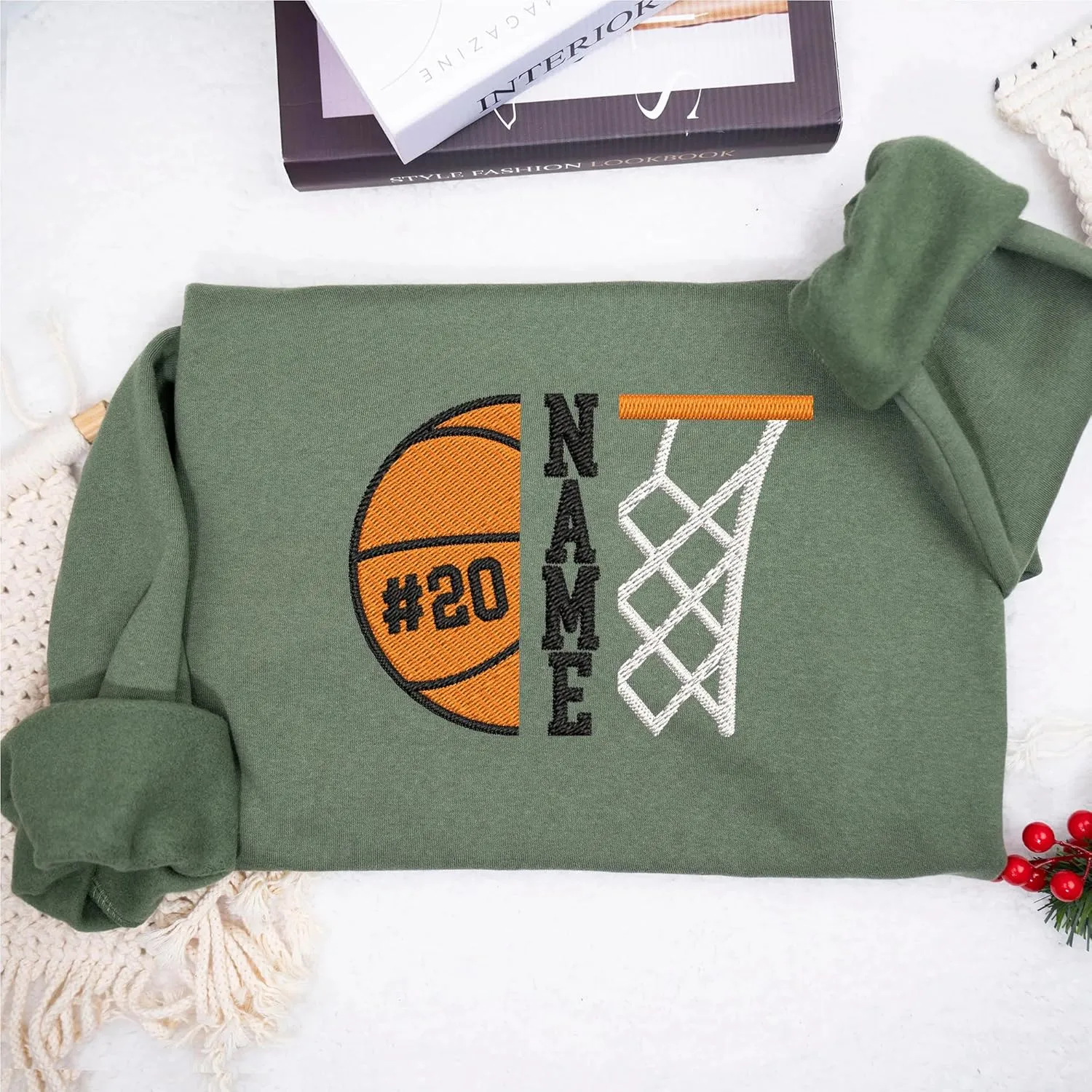 Personalized Basketball Embroidered Sweatshirt, Custom Name and Number Embroidered Sweatshirt, Basketball Mom Gifts