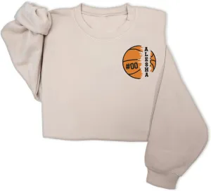 Personalized Basketball Embroidered Sweatshirt, Custom Name and Number Embroidered Sweatshirt, Basketball Mom Gifts