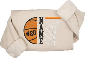 Personalized Basketball Embroidered Sweatshirt, Custom Name and Number Embroidered Sweatshirt, Basketball Mom Gifts