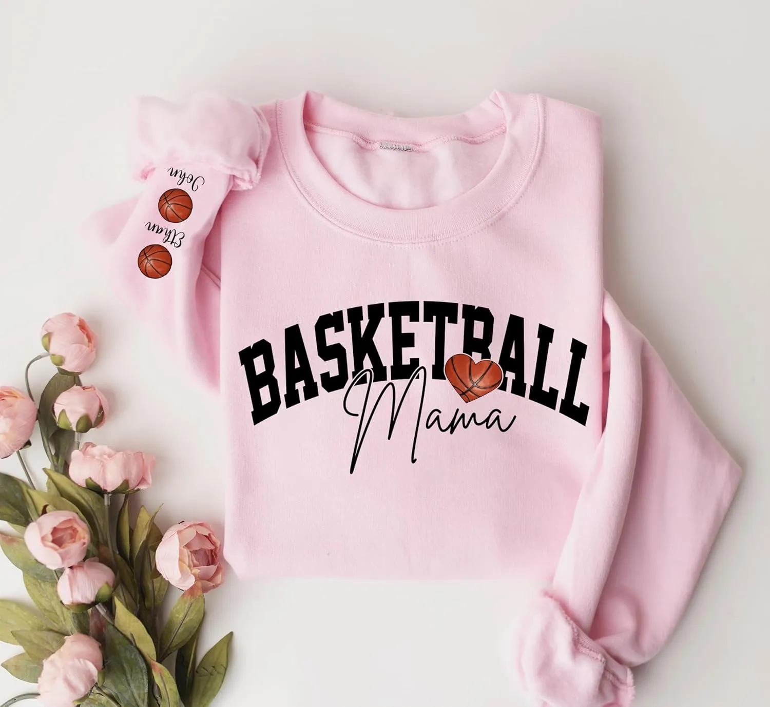 Personalized Basketball Embroidered Sweatshirt, Custom Name and Number Embroidered Sweatshirt, Basketball Mom Gifts