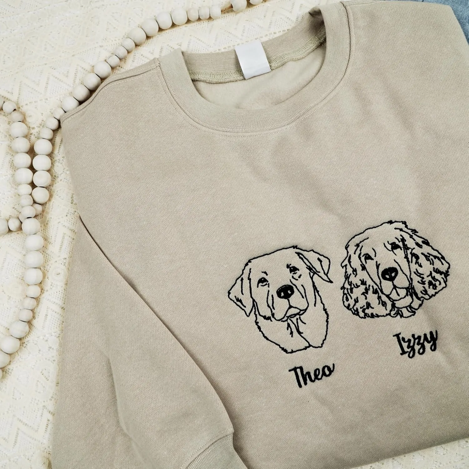 Personalized Dog Embroidered Sweatshirt, Custom Embroidered Dog Sweatshirt, Hoodie from Photo, Gift for Dog Mom
